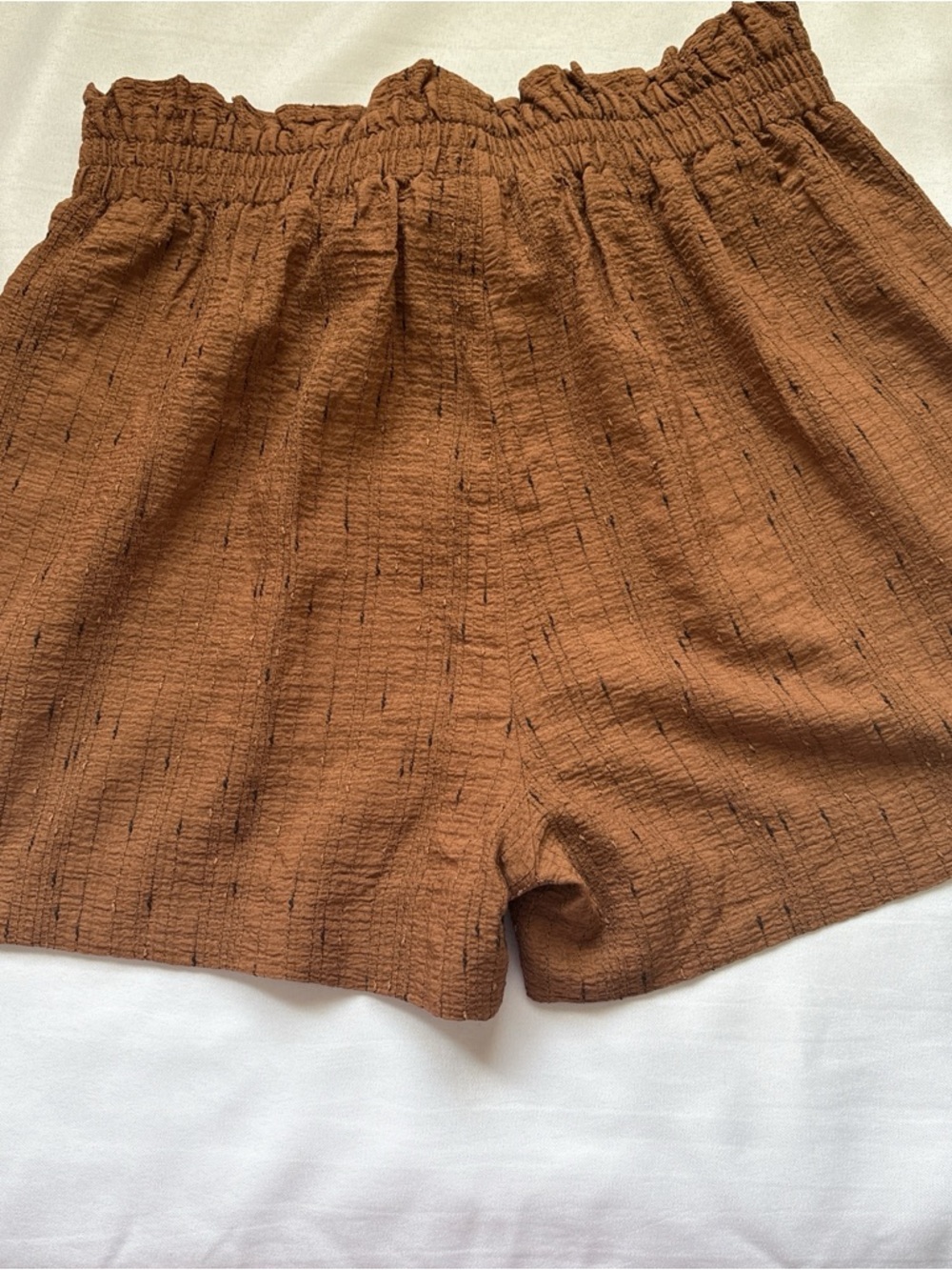 Women's Brown Tie-Waist Shorts - Picture 3 of 4